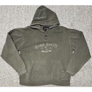 Austins Inc. Mens Bass Haven Marina Green Hoodie Zipper Vintage Look Size Medium